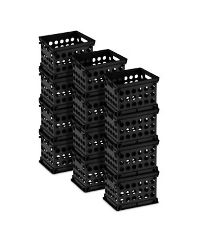 Sterilite Mini Crate Stackable Plastic Storage Bin Organizer W Handles 12 Pack
