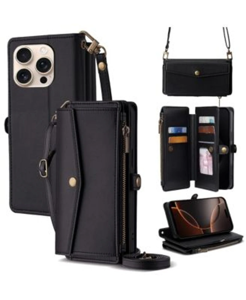 Artudatech Wallet Case For Iphone 12 17 Card Holder With Wrist Crossbody Straps