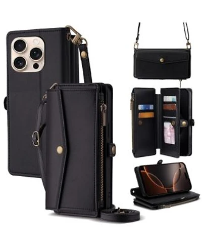 Artudatech Wallet Case For Iphone 12 17 Card Holder With Wrist Crossbody Straps