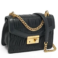 Pre-Owned Prada Gaufre Ruched-Leather Chain Shoulder Bag