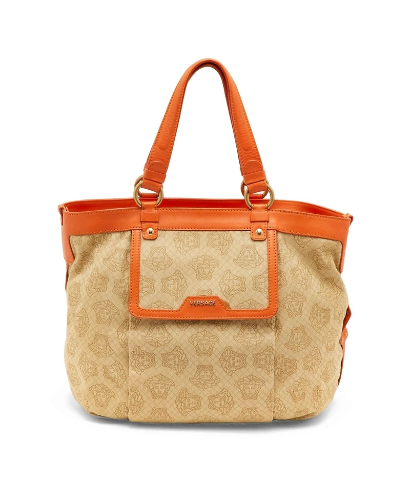Pre-Owned Versace Women's Medusa Monogram Canvas and Leather Tote Bag