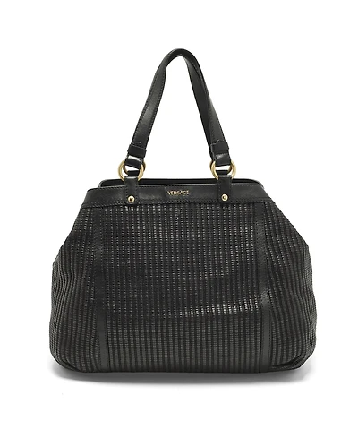 Pre-Owned Versace Women's Textured Leather and Raffia Tote