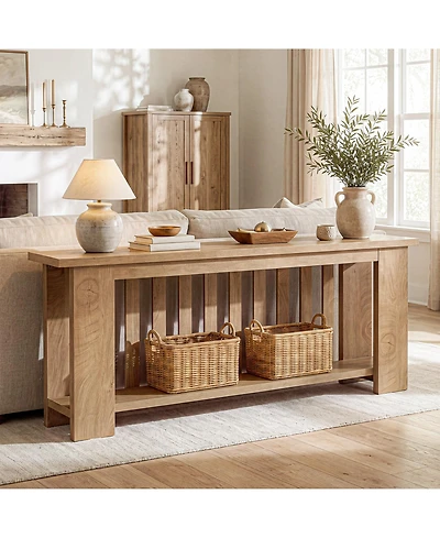 Tribesigns Farmhouse Console Table,Wooden Entryway Table with Storage Shelves