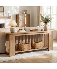 Tribesigns Farmhouse Console Table,Wooden Entryway Table with Storage Shelves