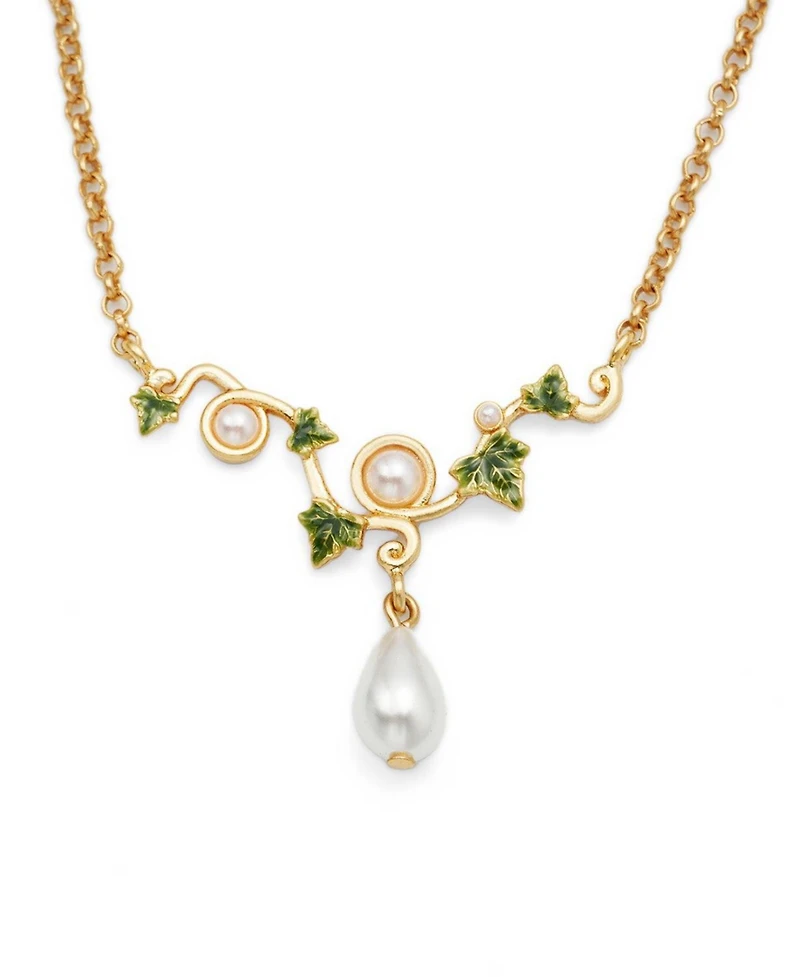 Fable England Ivy and Pearl Necklace in Gold