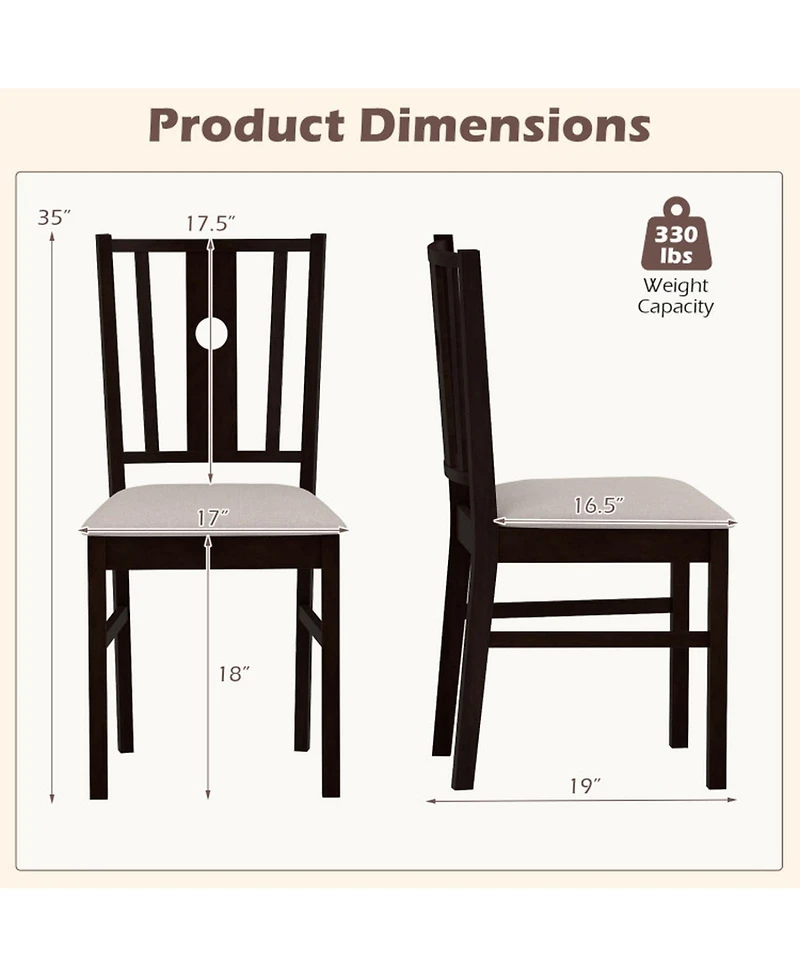 Gouun Slatted-Back Dining Chairs with a Wide Seat