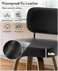 Bekrvio 29" Swivel Bar Stool, Pu Leather Back with Footrest and Solid Wood Frame, Height for Kitchen Island, Mid-Century Modern