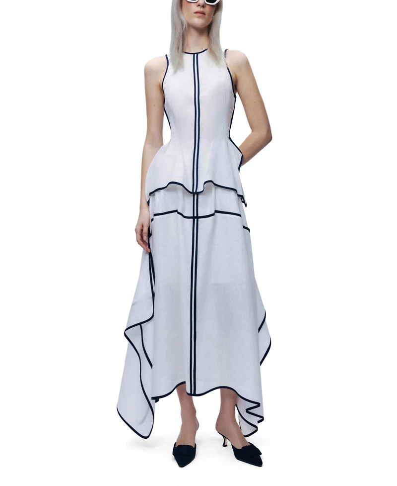 Nocturne Women's Linen High-Waisted Asymmetric Hem Skirt