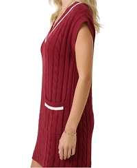 Modenaire Women's Cable-Knit V-Neck Mini Sweater Dress