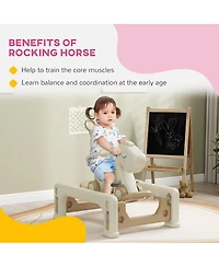 Glintex 5-in-1 Rocking Horse with Balance Board, Push Handle & Footrest, 66-lb Capacity, Ages 1-3