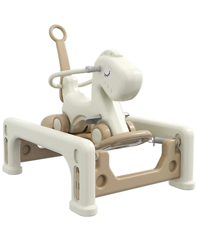 Glintex 5-in-1 Rocking Horse with Balance Board, Push Handle & Footrest, 66-lb Capacity, Ages 1-3