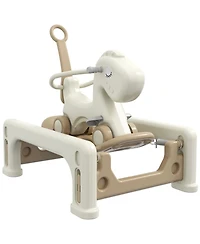 Glintex 5-in-1 Rocking Horse with Balance Board, Push Handle & Footrest, 66-lb Capacity, Ages 1-3