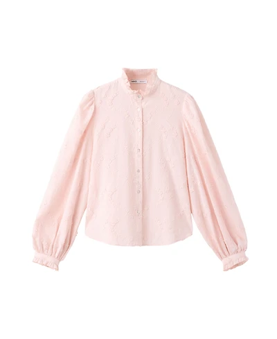 Mango Women's Embroidered Puff-Sleeve Blouse