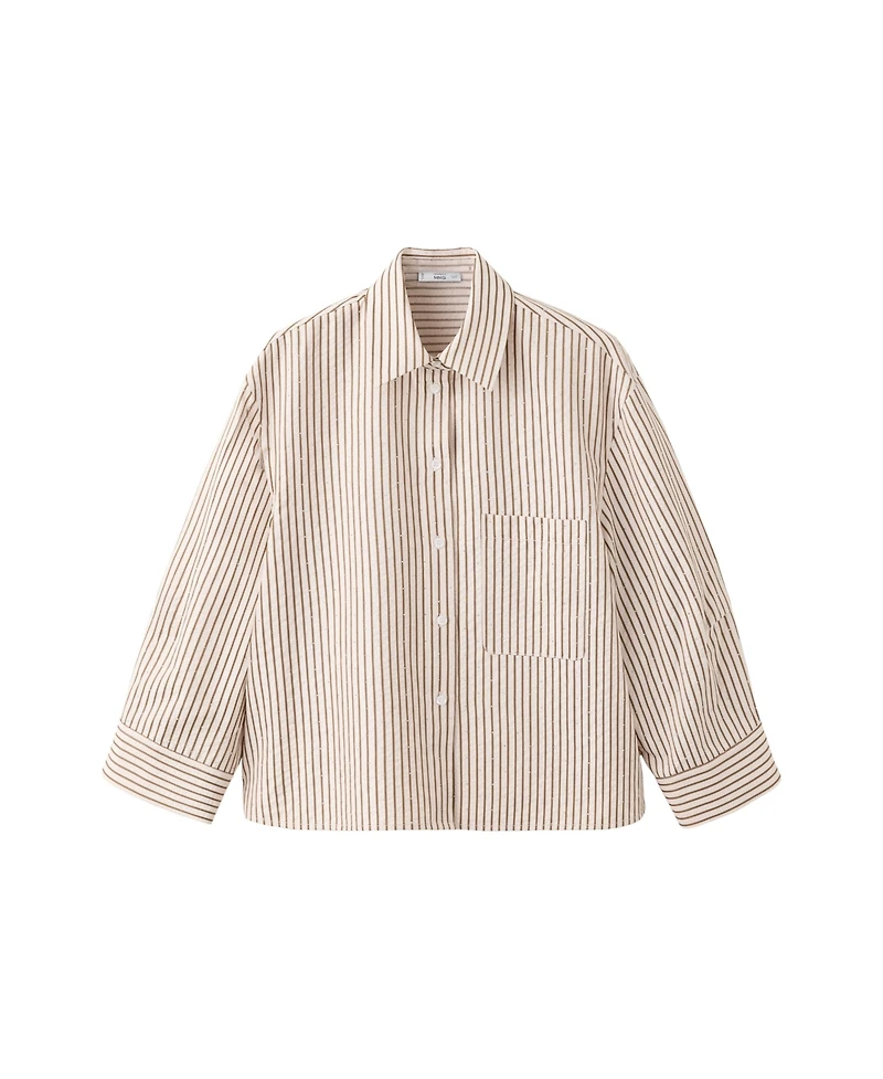Mango Women's Crop Striped Shirt