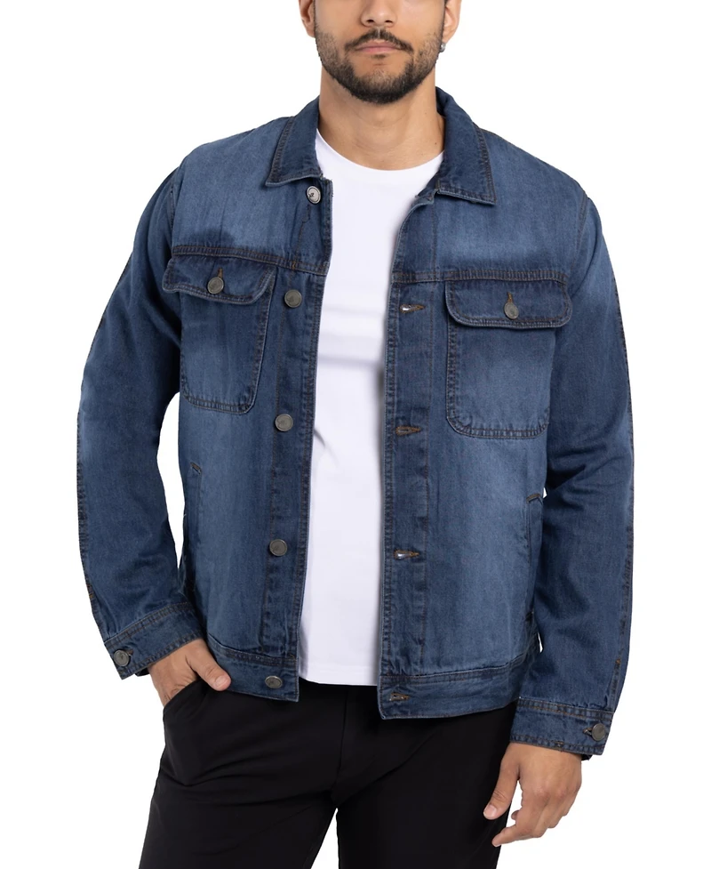 Xray Men's Plaid Lined Denim Jacket