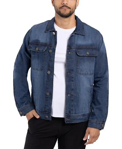 Xray Men's Plaid Lined Denim Jacket