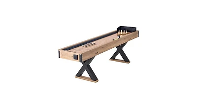 Slickblue 2-in-1 Shuffleboard Table with Bowling Game Set, 9-Foot, Ages 18+