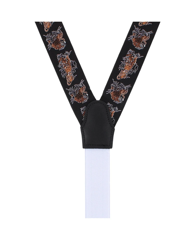 Trafalgar Men's Bengali Crouching Tiger Silk Novelty Button End Suspenders