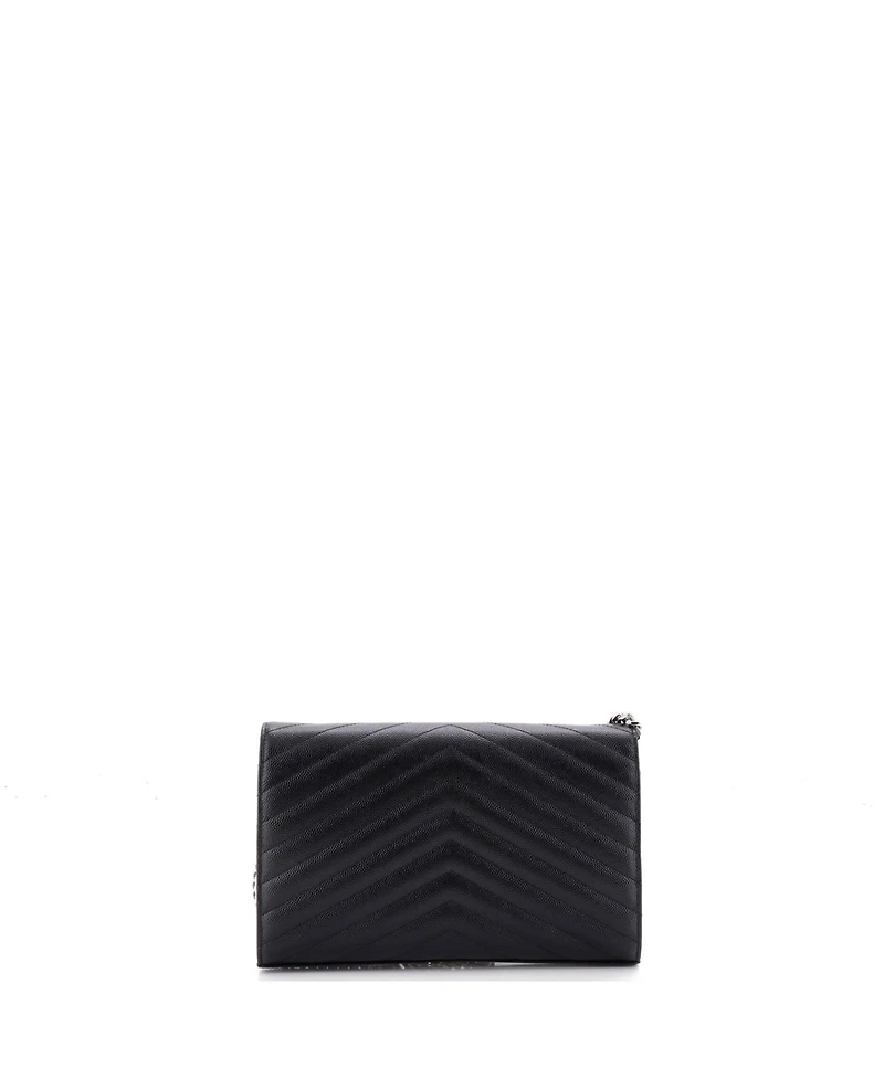 Pre-Owned Saint Laurent Medium Classic Monogram Wallet on Chain Matelasse Chevron Leather