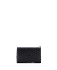 Pre-Owned Saint Laurent Medium Classic Monogram Wallet on Chain Matelasse Chevron Leather