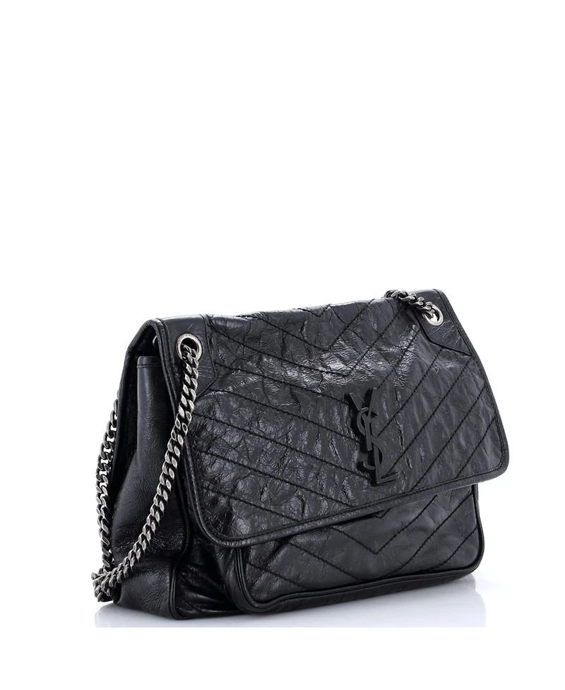 Pre-Owned Saint Laurent Large Niki Chain Flap Bag Matelasse Chevron Leather