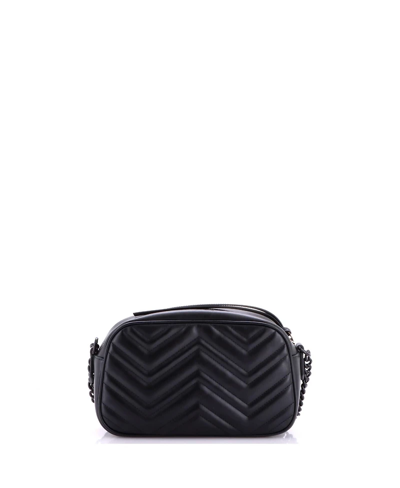 Pre-Owned Gucci Small Gg Marmont Monochrome Shoulder Bag Matelasse Leather