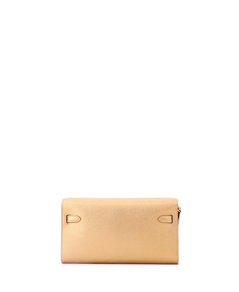 Pre-Owned HERMES Kelly To Go Leather Metallic Crossbody Wallet