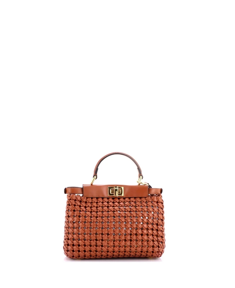 Pre-Owned Fendi Mini Peekaboo Bag Braided Leather