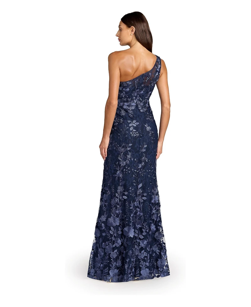 Mac Duggal Petite One Shoulder Lace Embroidered Gown