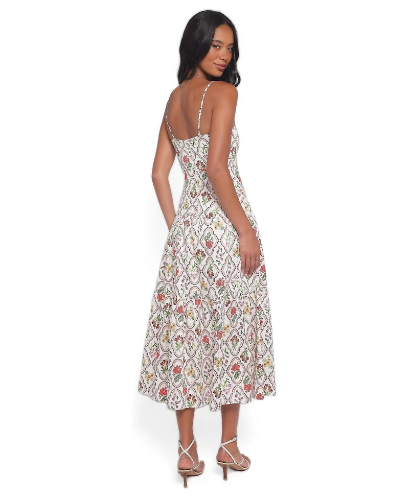 Petal and Pup Women's Botanique Floral-Print A-Line Square Neck Midi Dress