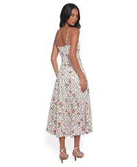 Petal and Pup Women's Botanique Floral-Print A-Line Square Neck Midi Dress