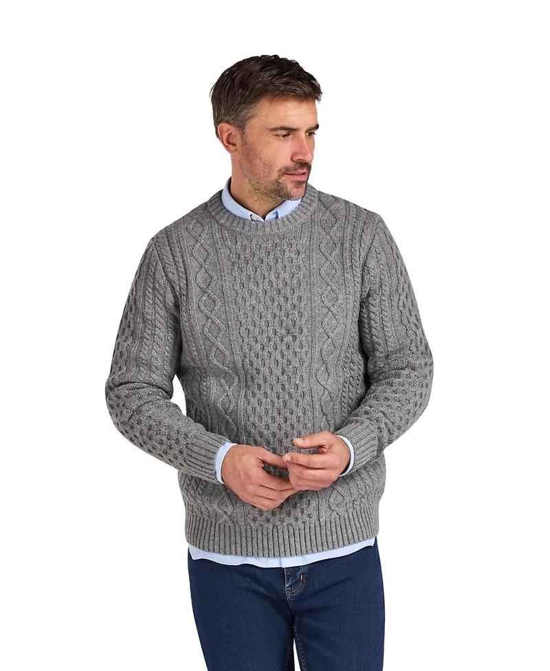 Raging Bull Men's Chunky Cable-Knit Relaxed-Fit Crewneck Sweater