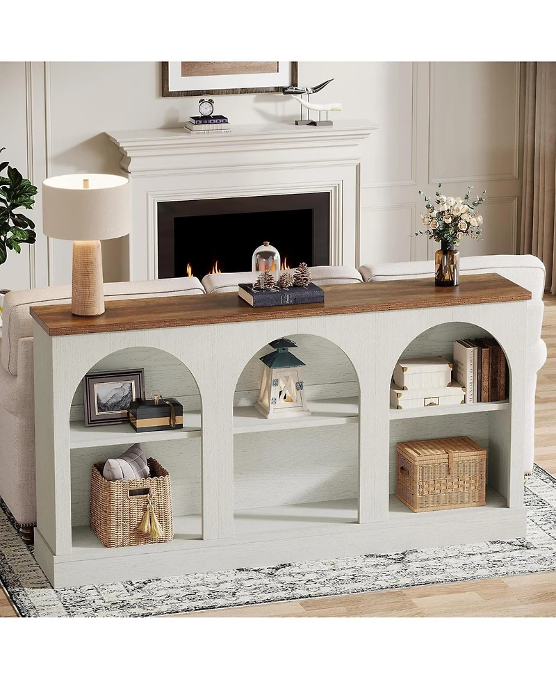 Tribesigns 3-Tier Console Table, 63" Long Arched Entryway Table