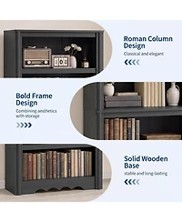 homfan 70.9" Tall Bookshelf - 5-Tier Wood Bookcase with Arched Roman Column Design for Home Office and Living Room