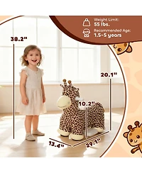 Glintex 6V Kids Electric Ride On Giraffe with Washable Cover, 55-lb Capacity, Ages 1.5-5