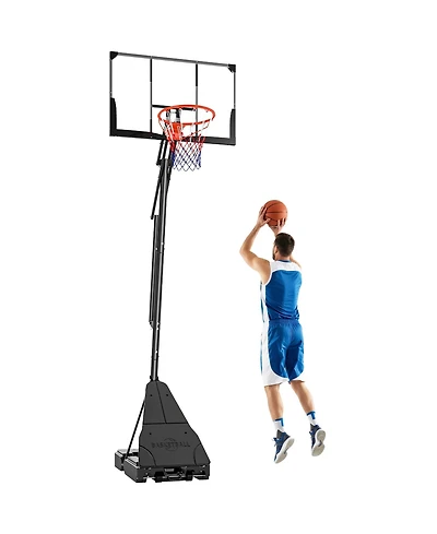 Glintex Basketball Hoop, Hand-Crank 8 to 10 ft Adjustable Basketball Goal with 43.3 in Shatterproof Backboard, Rebound Board and Fillable Base