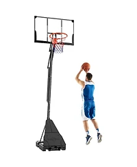 Glintex Basketball Hoop, Hand-Crank 8 to 10 ft Adjustable Basketball Goal with 43.3 in Shatterproof Backboard, Rebound Board and Fillable Base