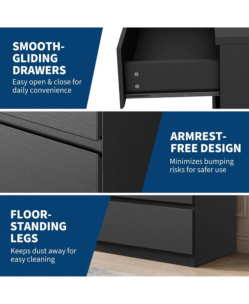 homfan 9 Drawer Dresser for Bedroom, Chest of Drawers, Storage with Deep Drawers Living Room, Hallway, Entryway, Bedroom