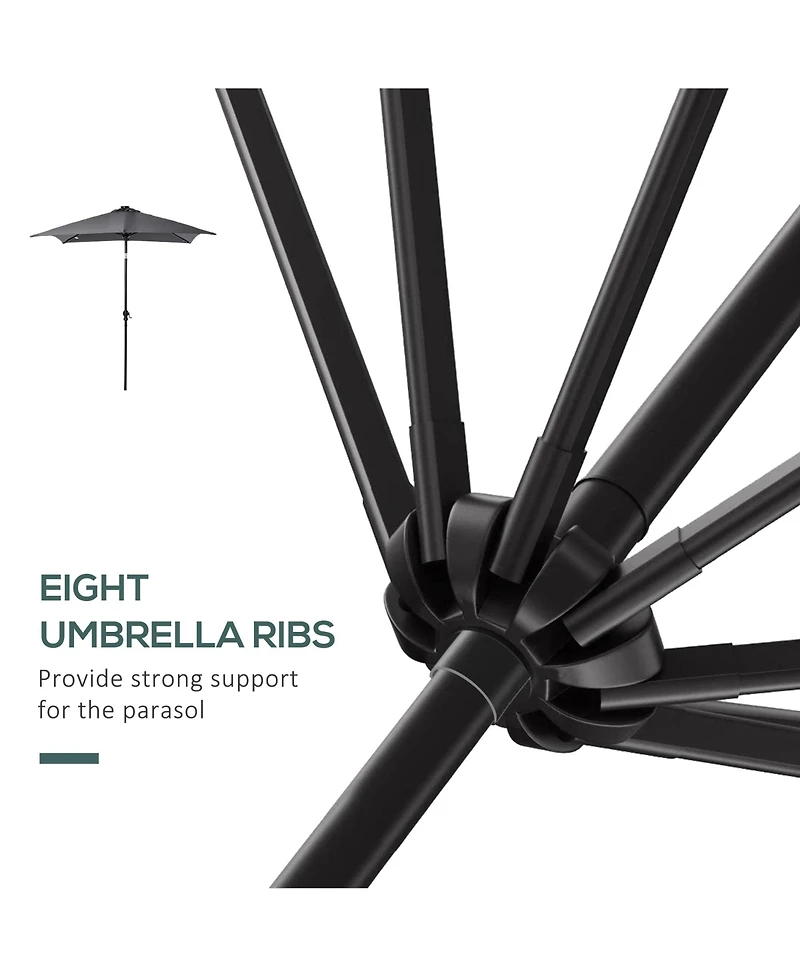 Outsunny 9' x 7' Solar Umbrella, Patio Umbrella with Led Lights