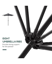 Outsunny 9' x 7' Solar Umbrella, Patio Umbrella with Led Lights