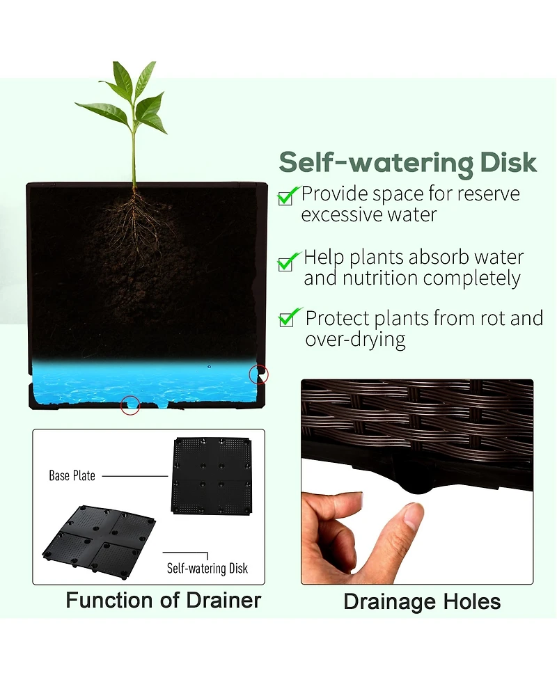 Outsunny -piece Raised Flower Bed Vegetable Herb Planter Lightweight