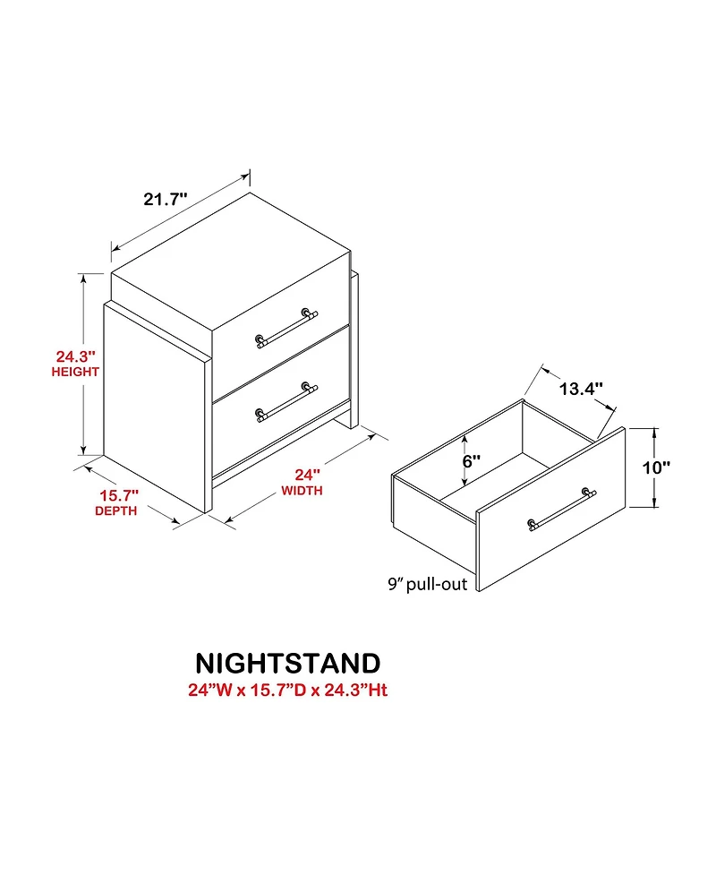 Kings Brand Furniture 6-Piece Bedroom Set - King Size Bed with Dresser, Mirror, Chest and 2 Nightstands