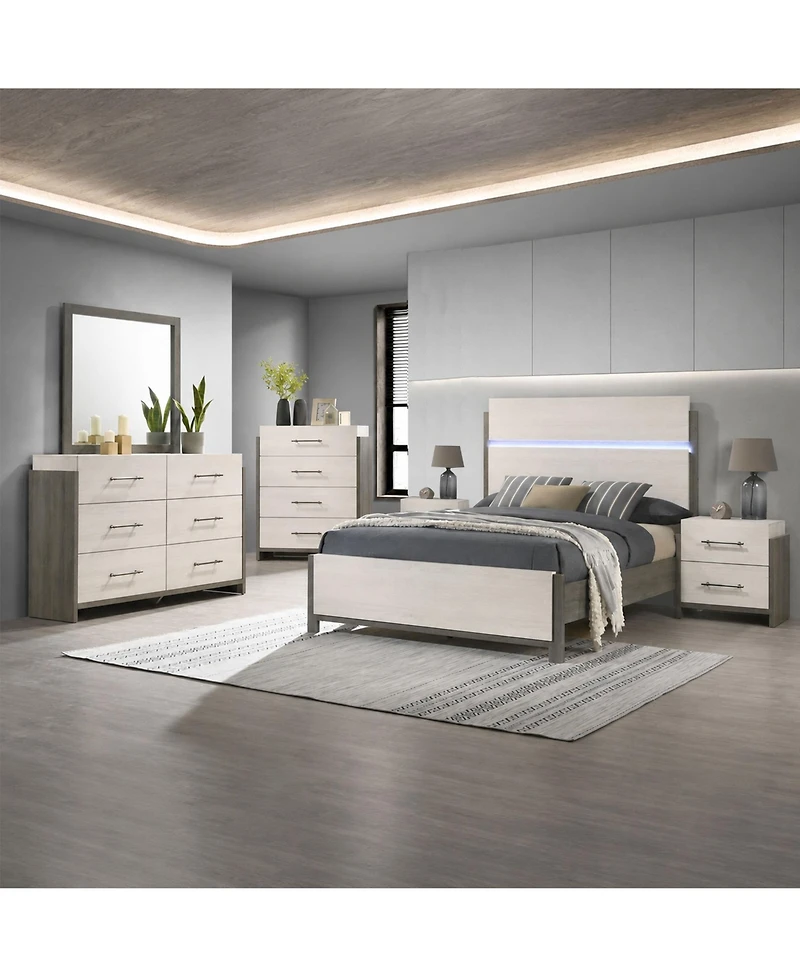 Kings Brand Furniture 6-Piece Bedroom Set - King Size Bed with Dresser, Mirror, Chest and 2 Nightstands