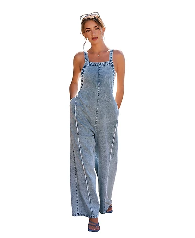 Cupshe Women's Square Neck Denim Jumpsuit