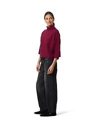 Cable & Gauge Women's Mock Neck Rib-Knit Dolman Sweater