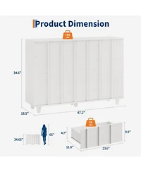 Modern Minimalist Fluted Wide Dresser Chest Of Drawers - 6 Drawer Clothing Storage Cabinet For Bedroom Small Space Nursery Living Room Or Entryway
