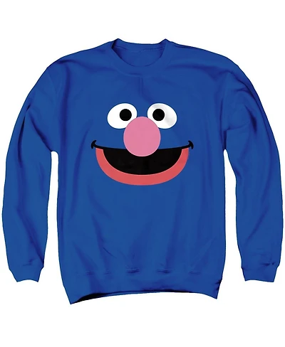 Sesame Street Men's Grover Face Long-Sleeve Graphic Classic-Fit Sweatshirt