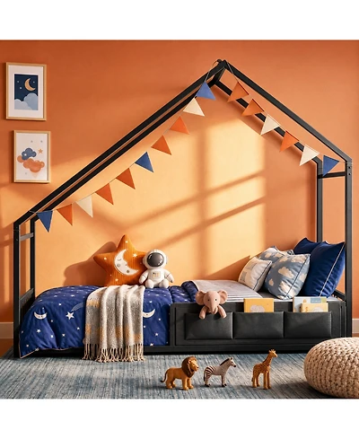 Ironck Twin Size Floor Bed Frame with Metal Slats