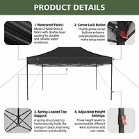 Aoxun Pop Up Canopy Tent, Instant Setup Waterproof Uv Protection Shelter with Roller Bag for Wedding Camping Lawn