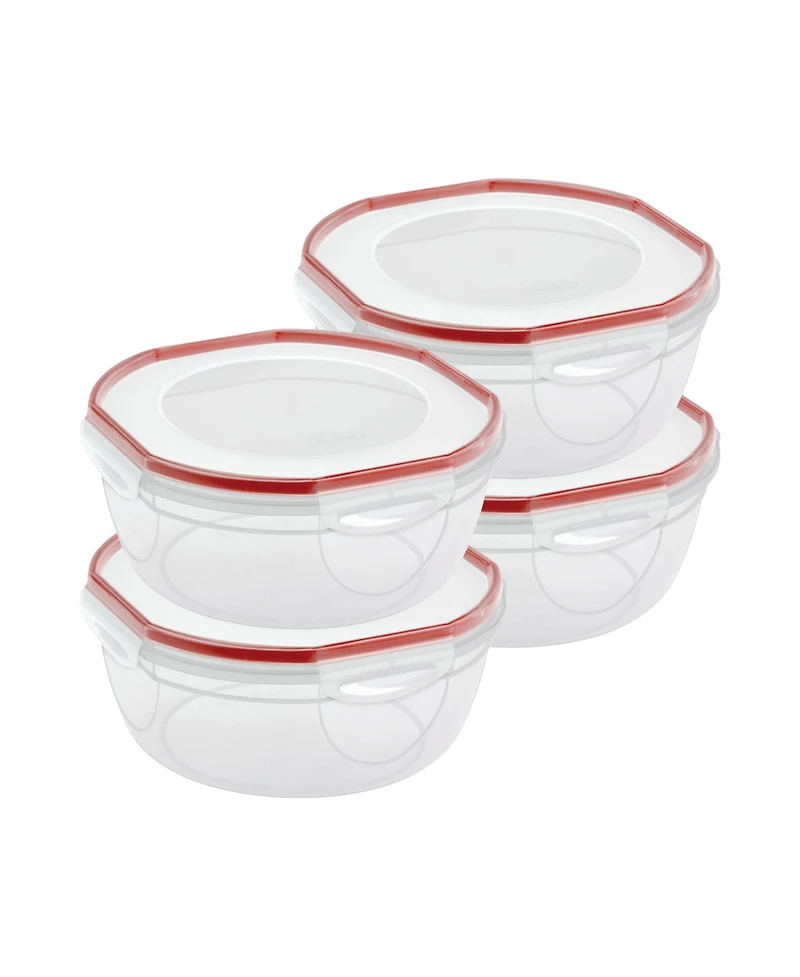 Sterilite Ultra Seal 4.7 Qt Plastic Food Storage Bowl Container with Lid (4 Pack)